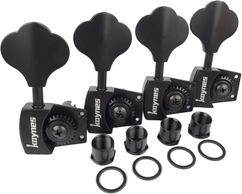 Kaynes Bass Tuners 1:26 Ratio Open Gear Tuning Key Pegs Guitar Machine Head Tuners for Jazz or Precision Electric Bass Instruments Black (4 for Right) - Image 1